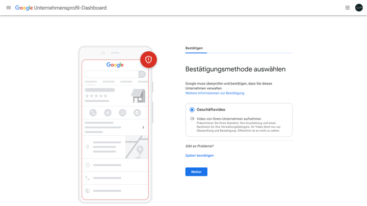 Bestätige, dass du tatsächlich ein Unternehmen führst