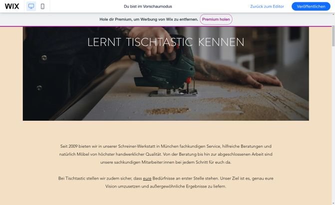 Die Beschreibungstexte auf der Page sind kurz und beschreiben auf den Punkt, wofür Tischtastic steht