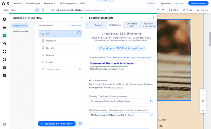 Platziere wichtige Keywords wie deine Branche und deinen Standort