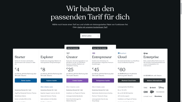 Mit WordPress.com bekommst du eine Baukasten/CMS-Zwischenlösung