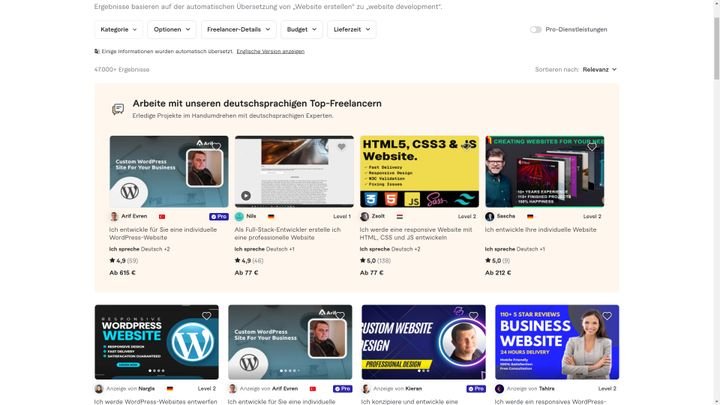 Arbeiten von Freelancern gibt es schon für kleines Geld auf Plattformen wie Fiverr