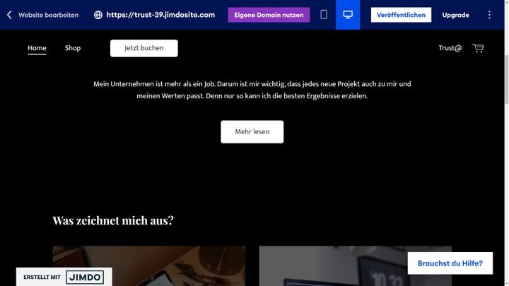 Große Werbe-Hinweise deines Anbieters sind nicht für Business-Seiten geeignet