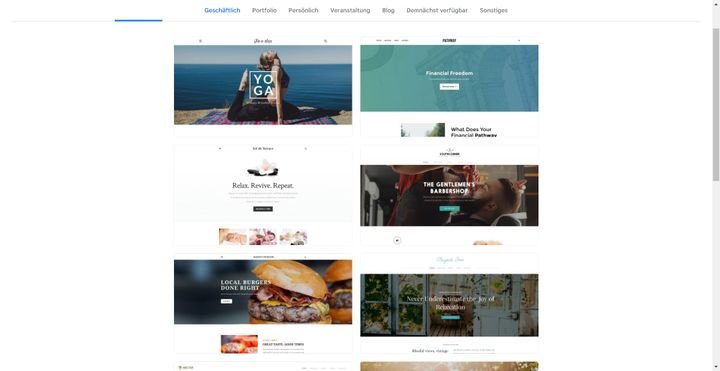 Die Vorlagen von Weebly folgen einem “cleanen”, großflächigen Look