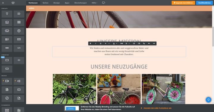 Mit Weebly nutzen Sie einen einfachen Drag-and-Drop-Editor