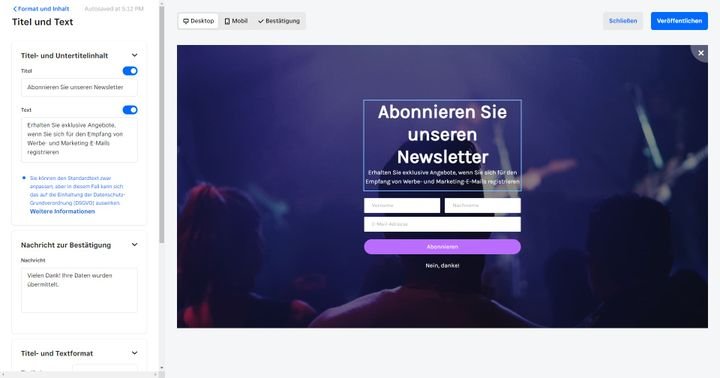 Erstellen Sie individuelle Pop-ups in einem kompakten Editor