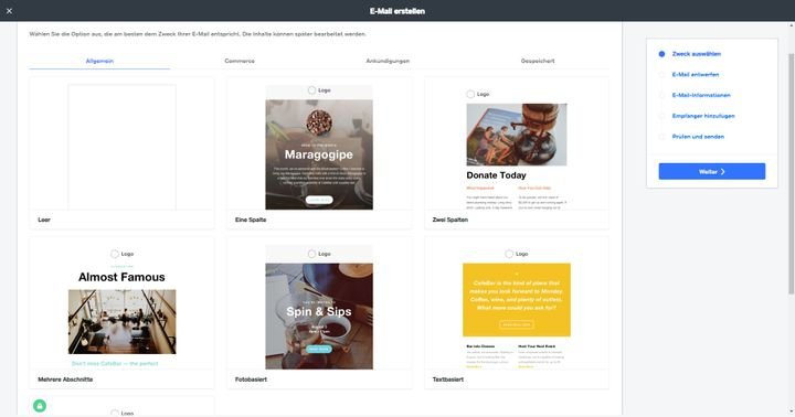 Wählen Sie für Ihre Newsletter eine passende Vorlage aus