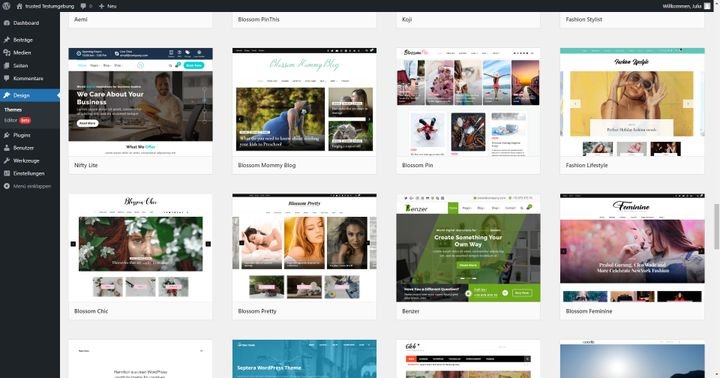 Die Vorlagen von WordPress sind abwechslungsreich aufgestellt