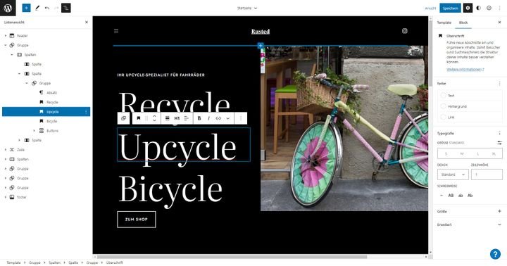Sie steuern den WordPress-Editor hauptsächlich per Drag-and-Drop
