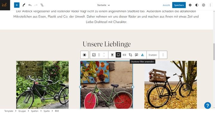 Für die Bildbearbeitung gibt es ein paar wenige Optionen