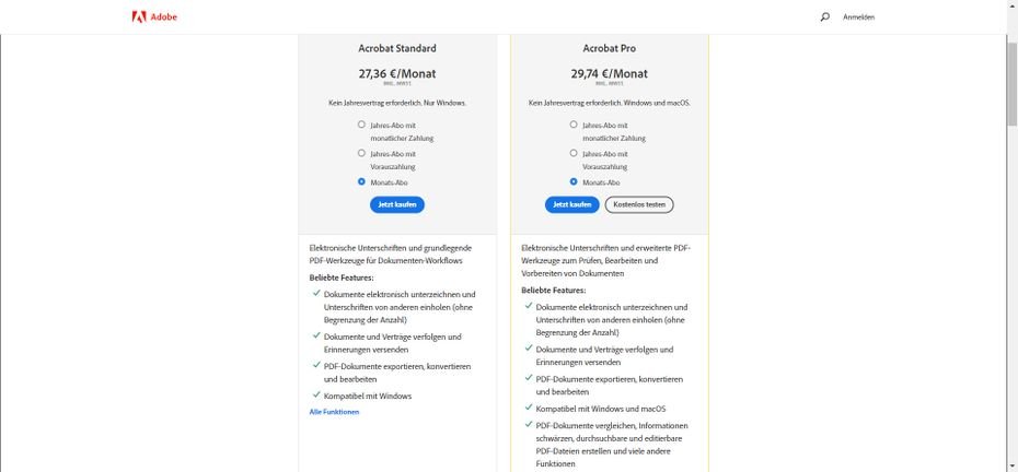 Adobe Sign Kosten 2025 » Aktuelle Preise & Tarife